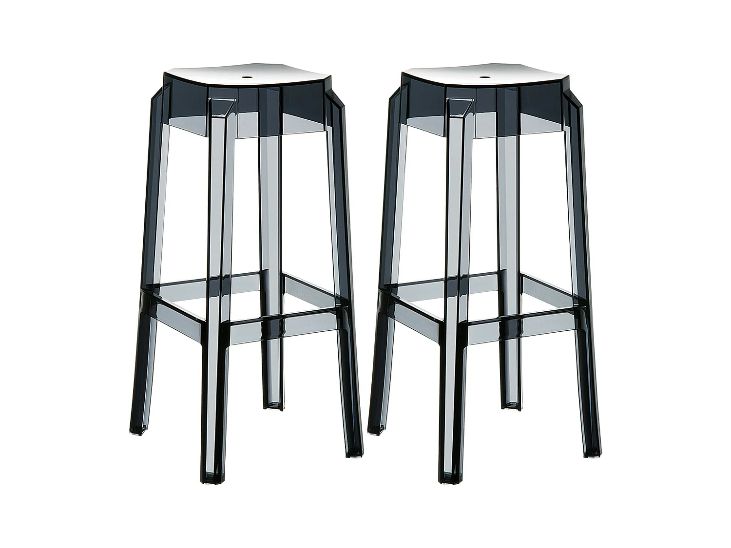 Lot de 2  Tabouret de bar - Plastique & Blanc - Noir - Fox