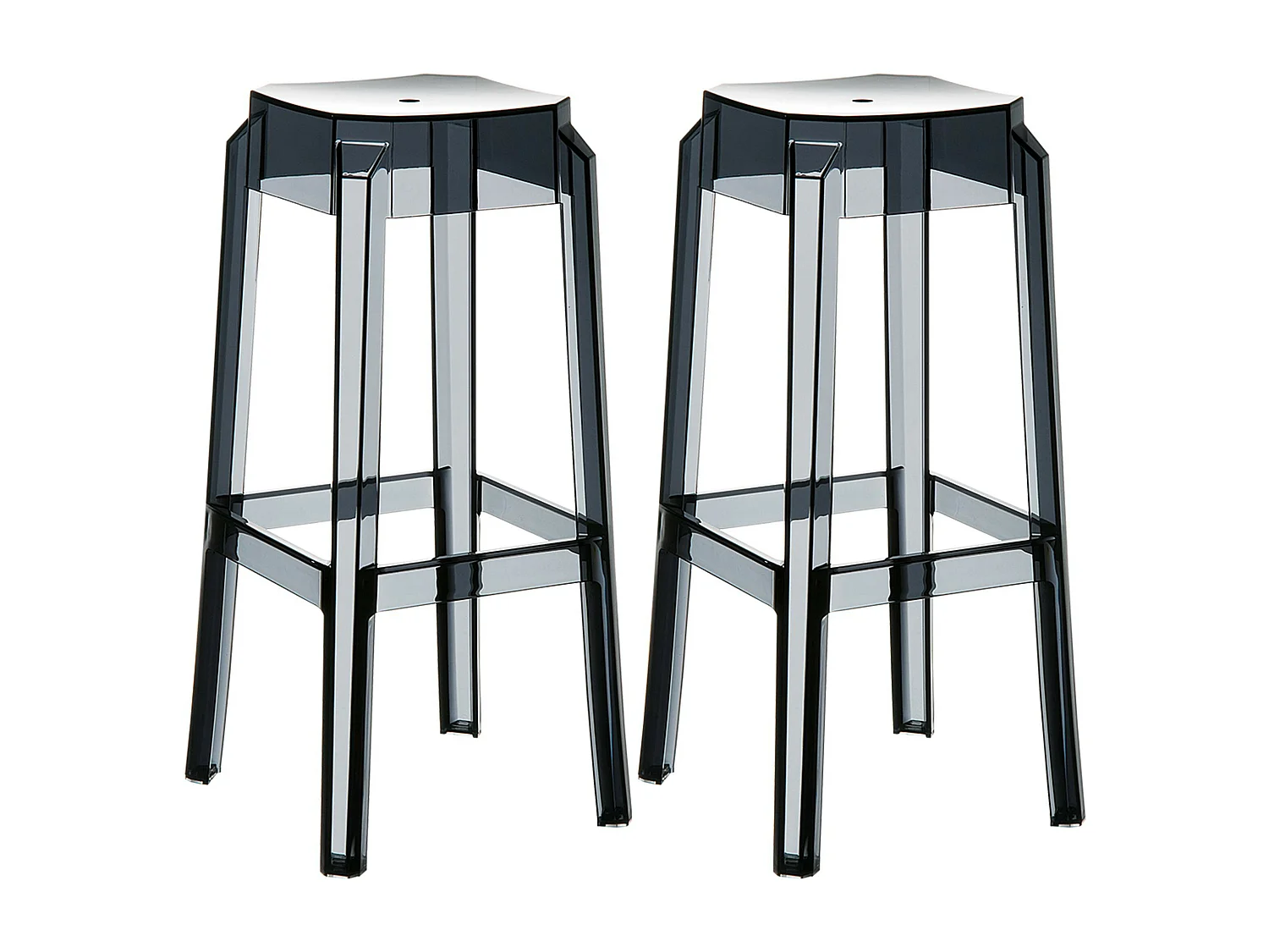 Lot de 2  Tabouret de bar - Plastique & Blanc - Noir - Fox