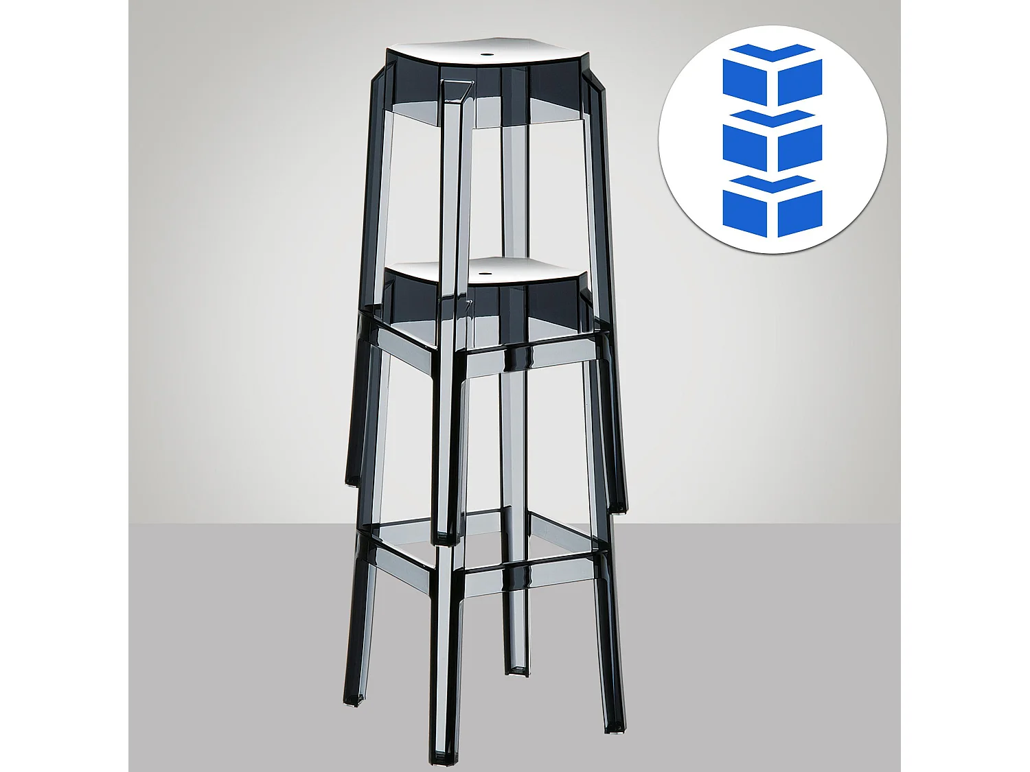 Lot de 2  Tabouret de bar - Plastique - Noir - Fox