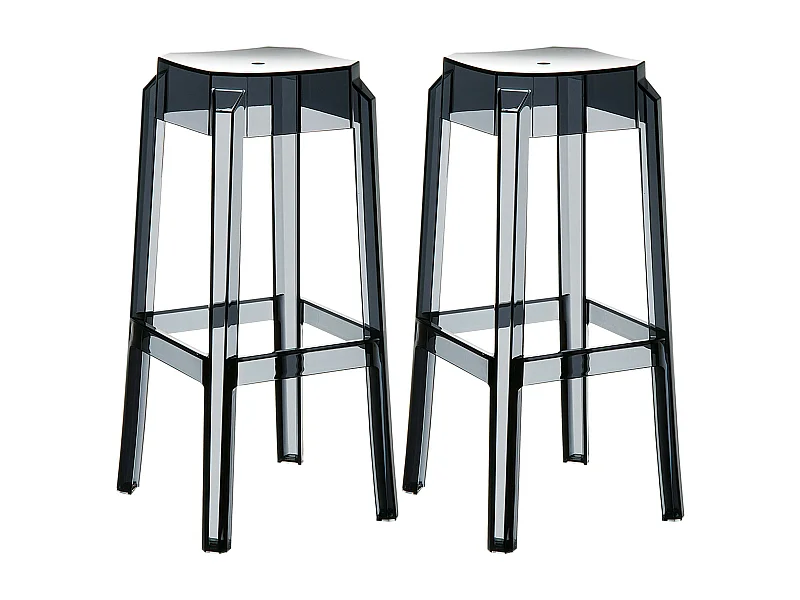 Lot de 2  Tabouret de bar - Plastique & Blanc - Noir - Fox