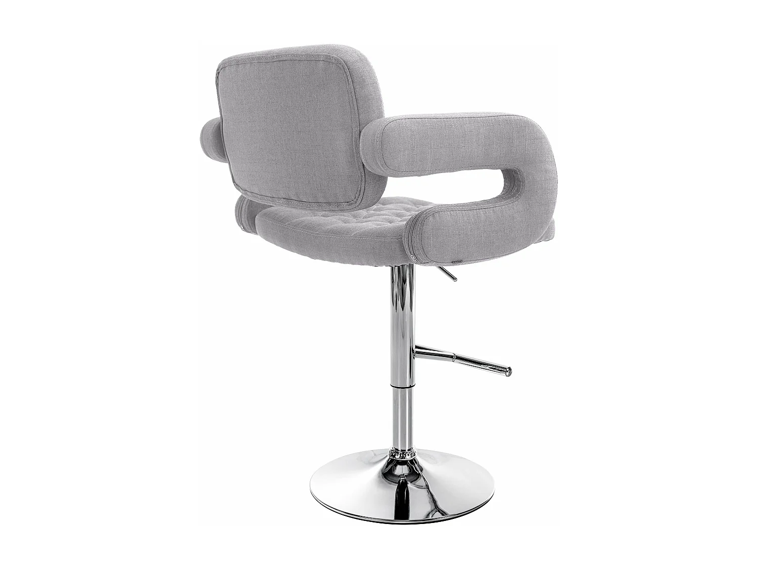 Lot de 2  Tabouret de bar - Tissu & Métal chromé - Gris - Dublin