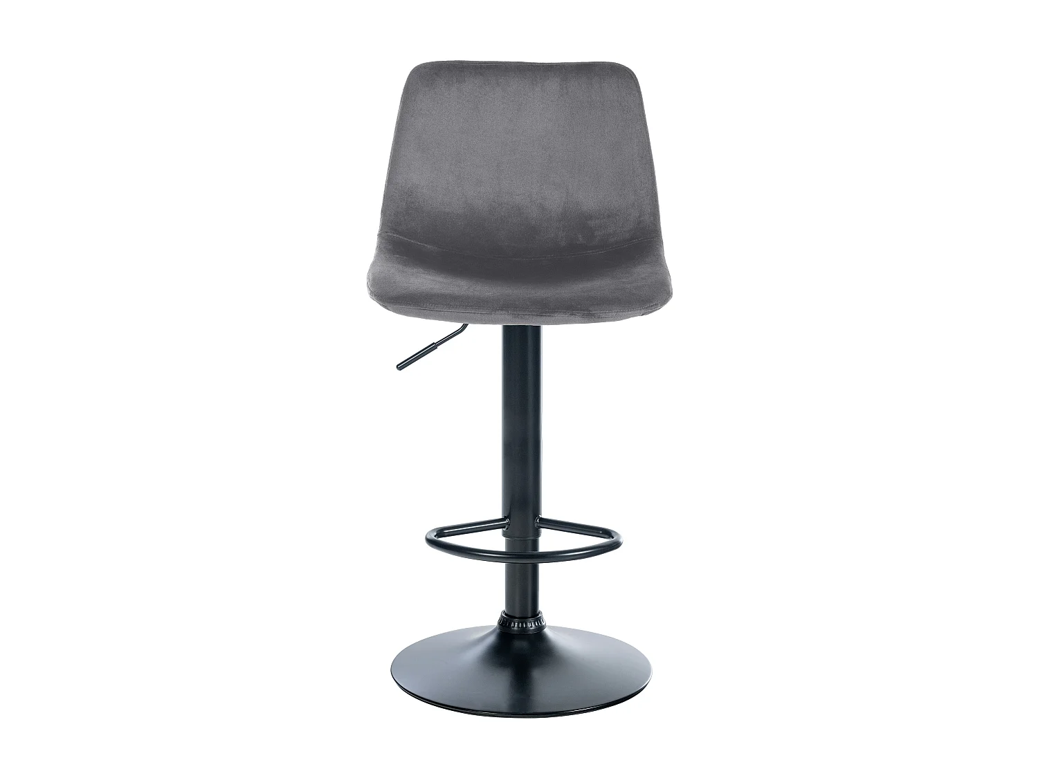 Lot de 2 Tabourets de bar - Velours & Métal - Gris foncé - Divo