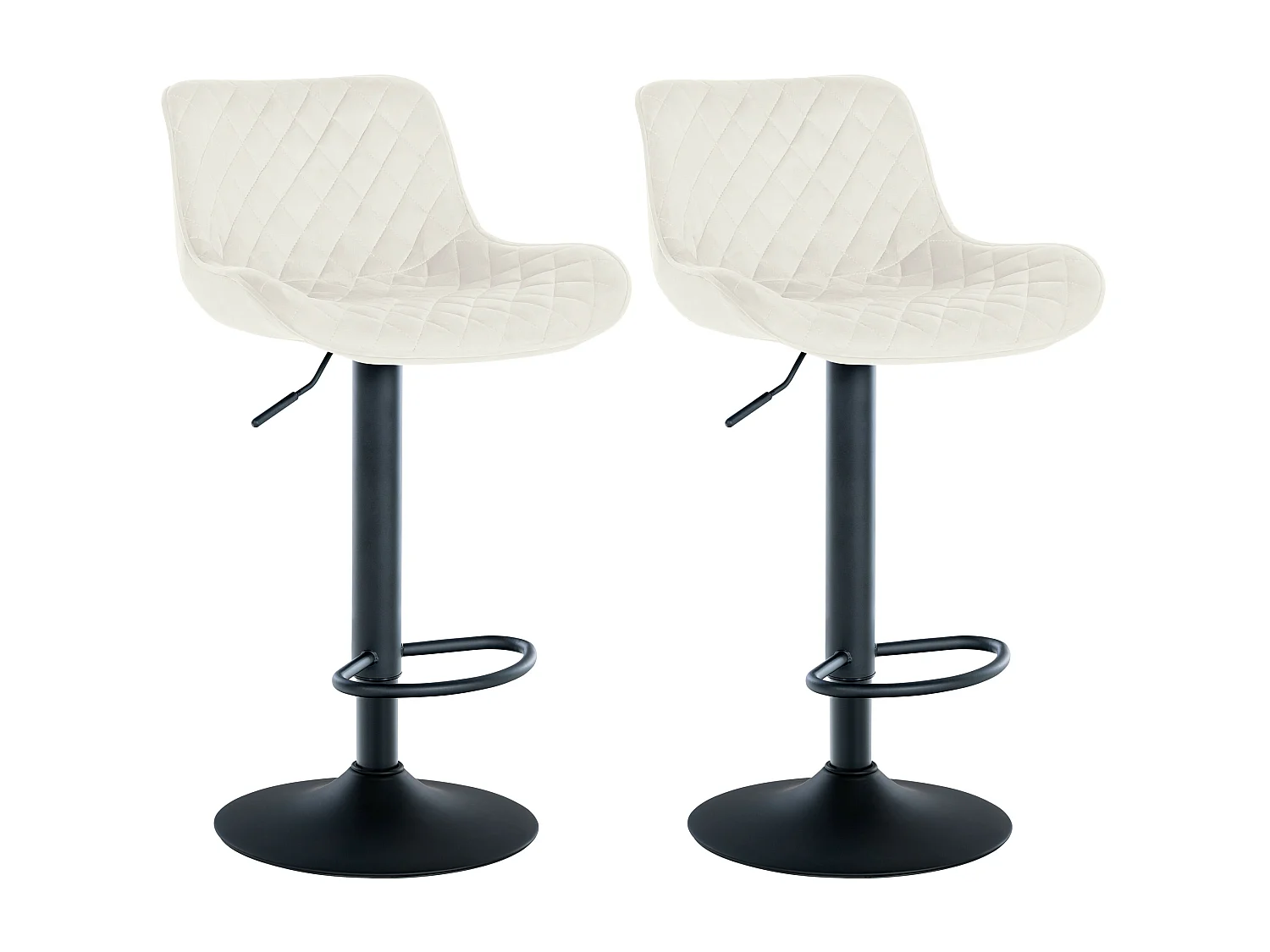 Lot de 2  Tabouret de bar - Velours - Crème - Minosa