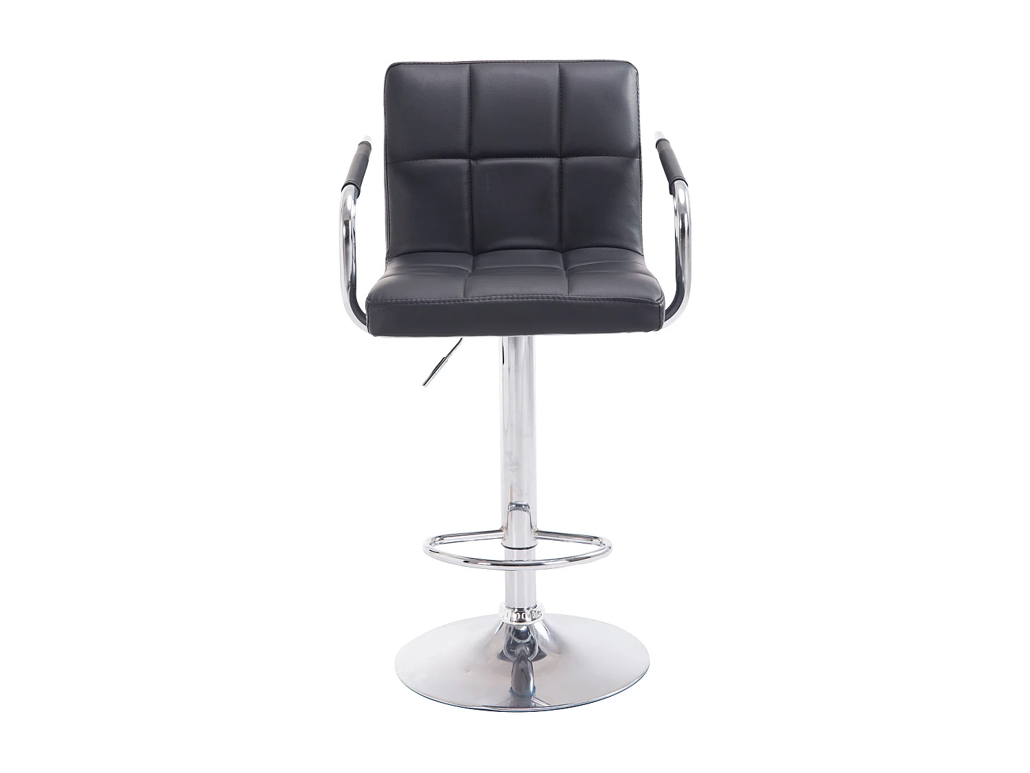 Lot de 2 Tabourets de bar - Similicuir & Métal - Noir - Lucy V2