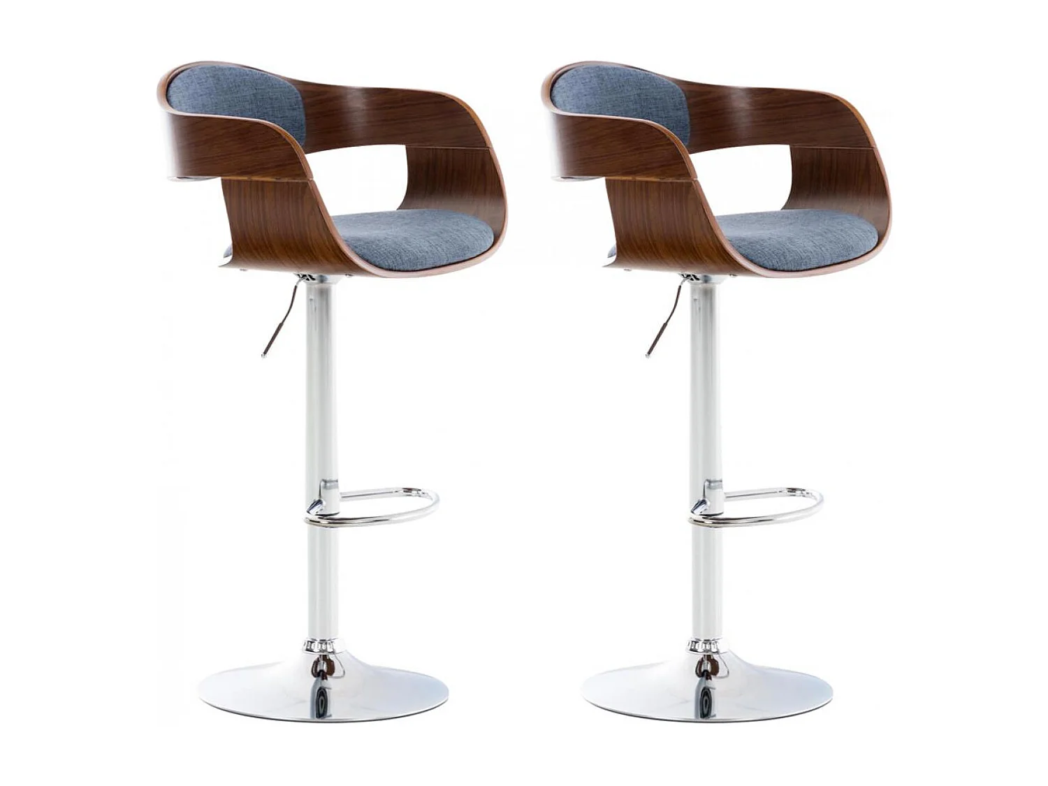 Set van 2  Barkruk - Stof - walnoot/blauw - Kingston