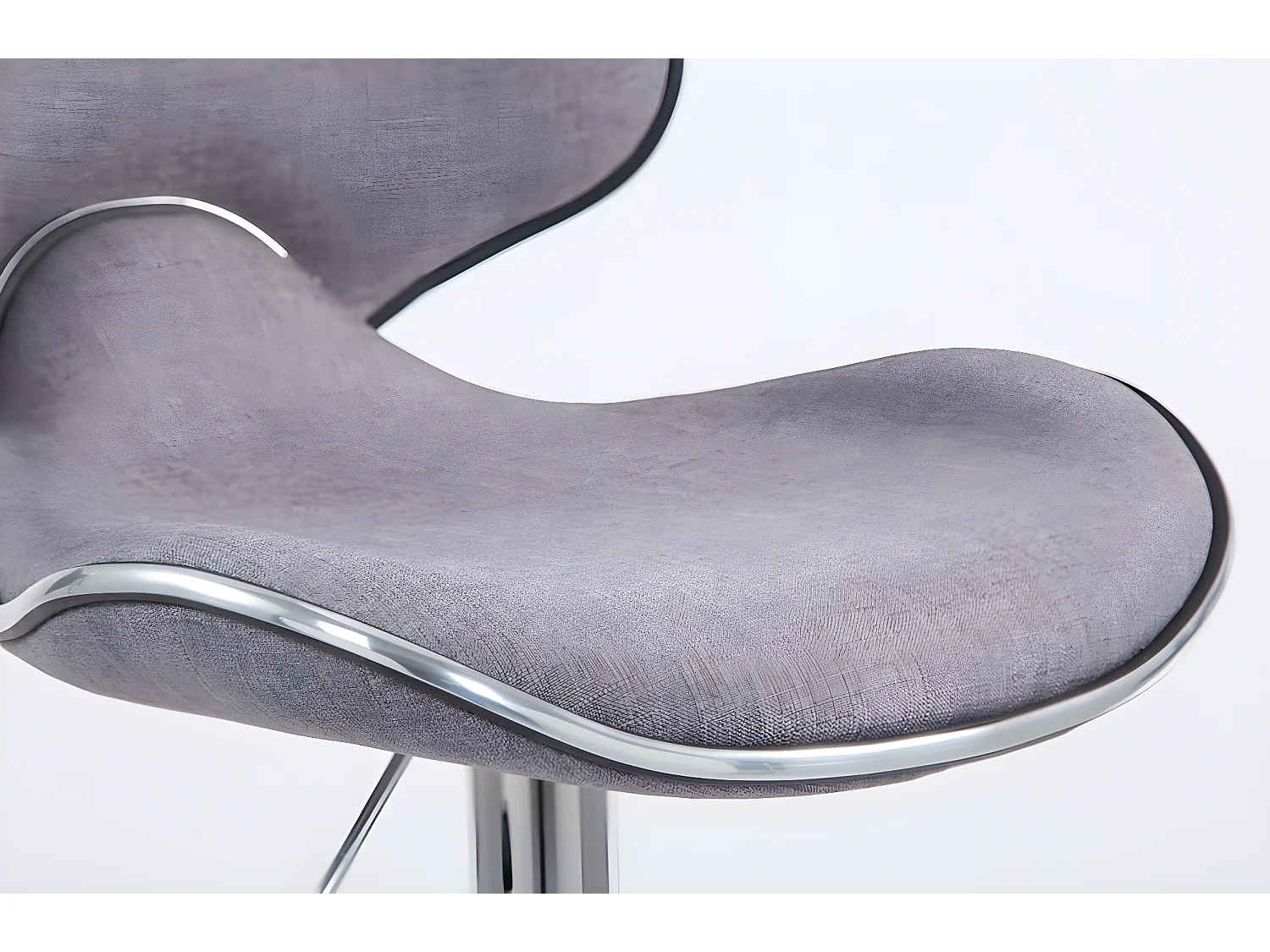 2er Set Barhocker - Stoff & Metall in Chromoptik - hellgrau - Las Vegas V2