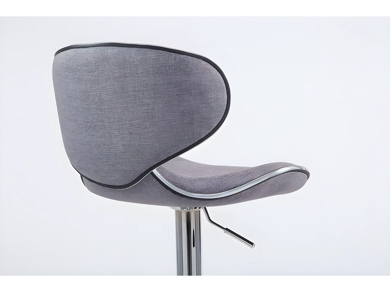 Lot de 2 Tabourets de bar - Tissu & Métal chromé - Gris clair - Las Vegas V2