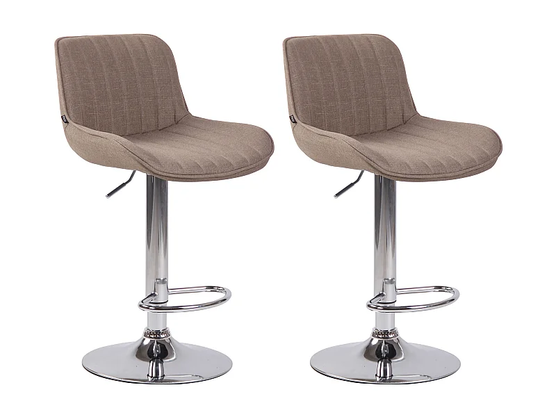 Lot de 2 Tabourets de bar - Tissu & Métal - Taupe - Lentini