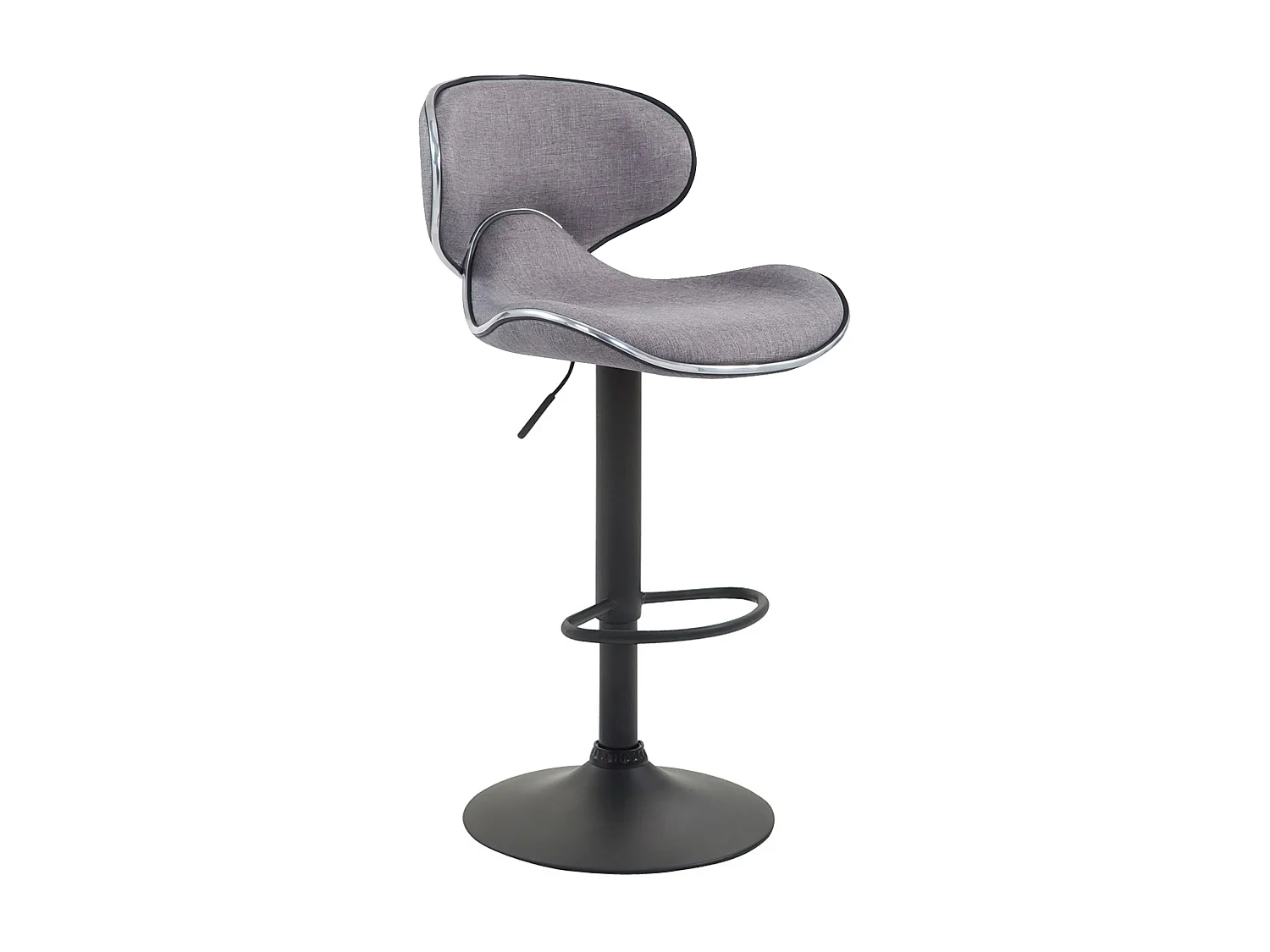 Lot de 2 Tabourets de bar - Tissu & Métal chromé - Gris clair - Las Vegas V2