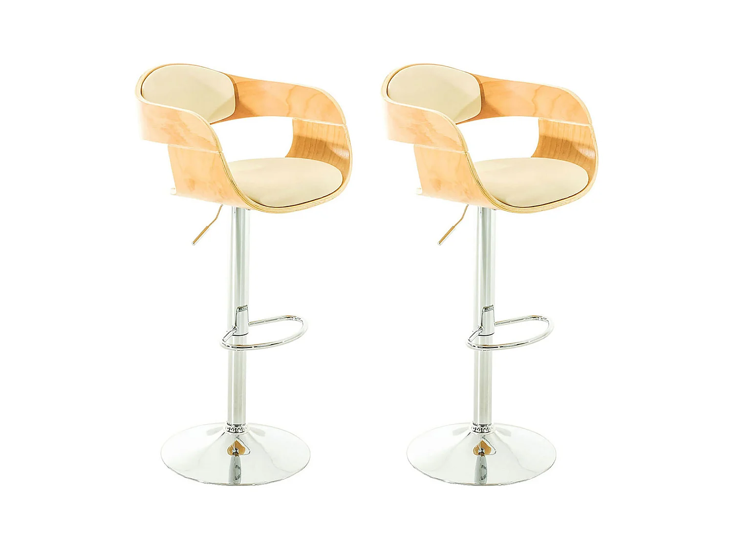Lot de 2  Tabouret de bar - Similicuir - Nature / Crème - Kingston