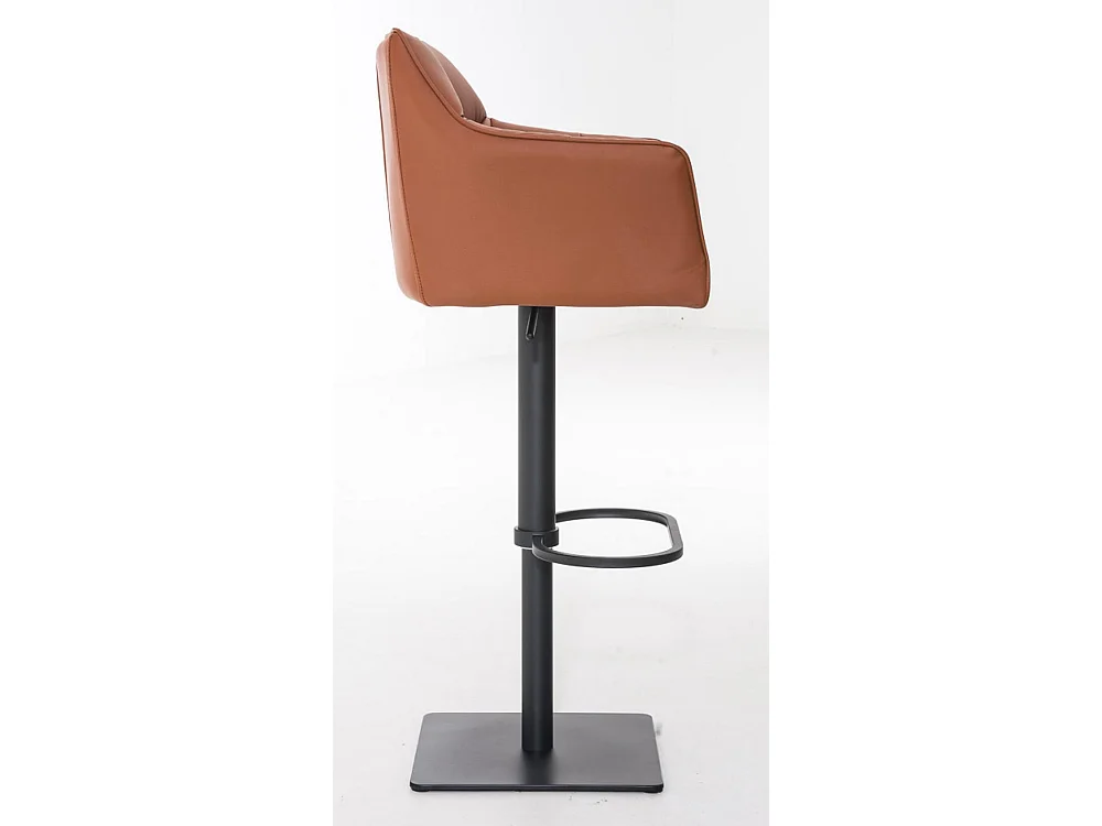 Lot de 2  Tabouret de bar - Similicuir & Noir - Marron clair - Damaso