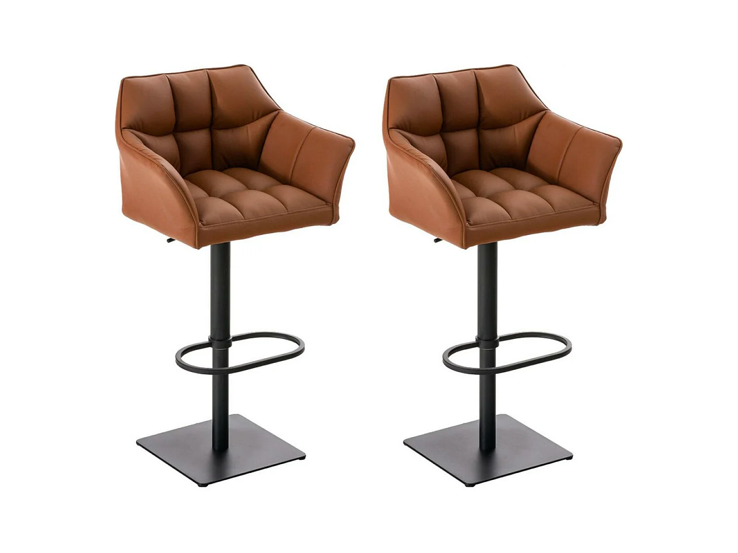 Lot de 2  Tabouret de bar - Similicuir & Noir - Marron clair - Damaso