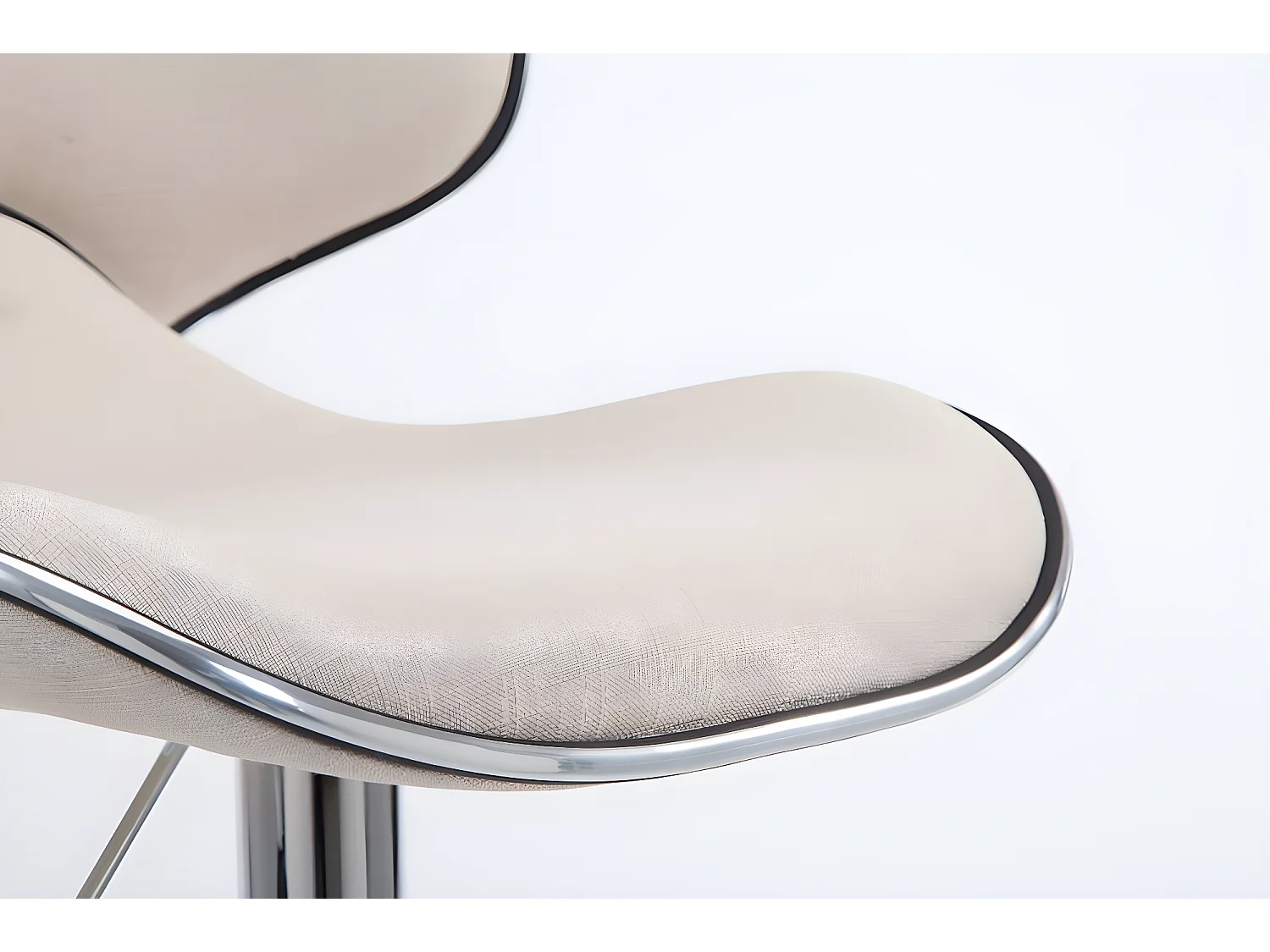 2er Set Barhocker - Stoff & Metall in Chromoptik - creme - Las Vegas V2