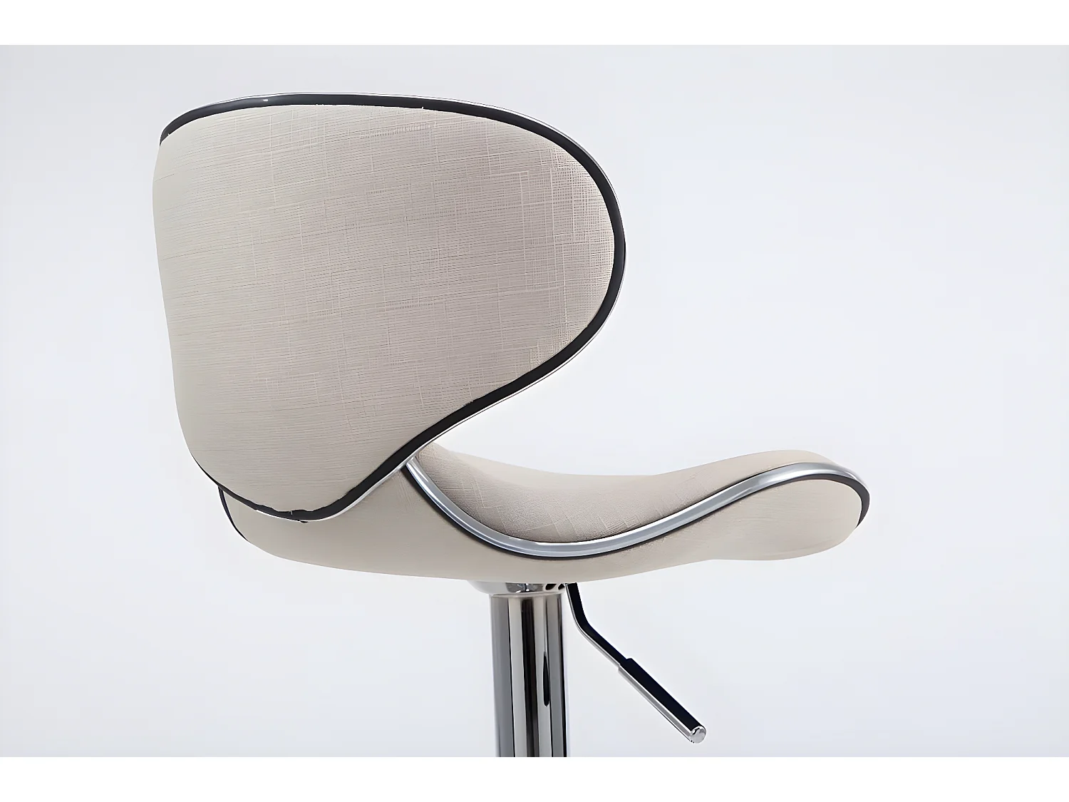 2er Set Barhocker - Stoff & Metall in Chromoptik - creme - Las Vegas V2