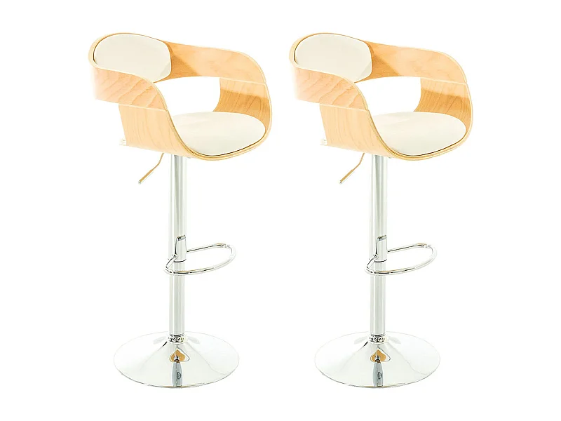 2er Set Barhocker - Kunstleder - natura/weiß - Kingston