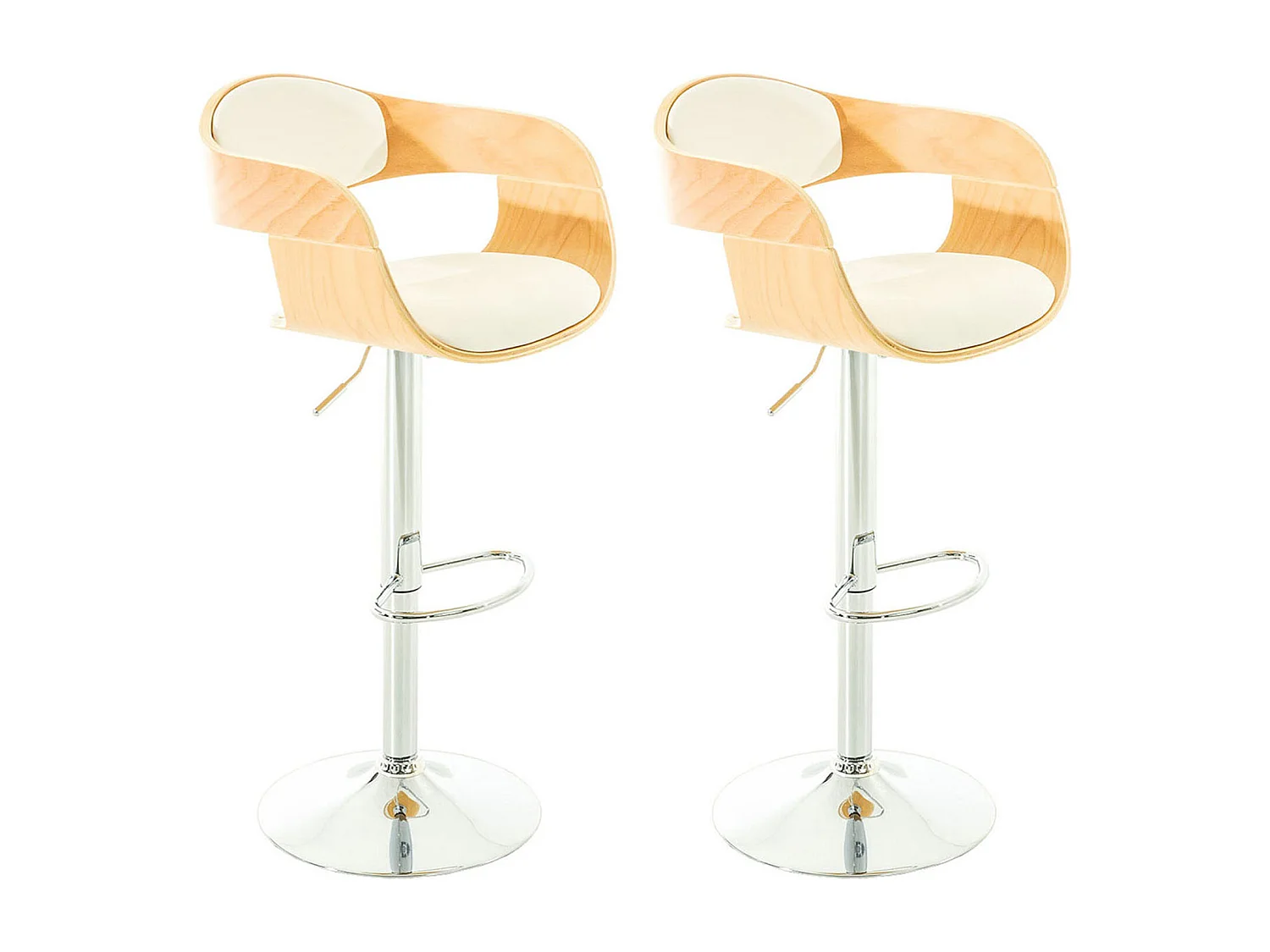 Set van 2  Barkruk - Kunstleer - natura/wit - Kingston