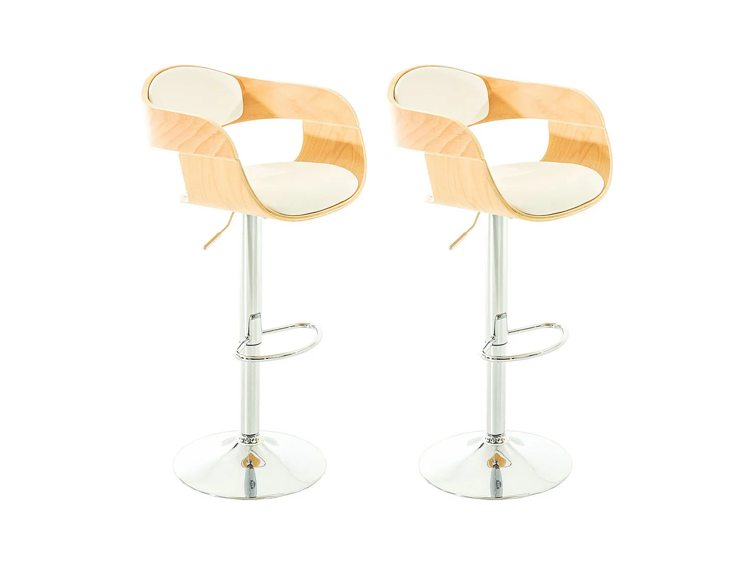Lot de 2  Tabouret de bar - Similicuir - Nature / Blanc - Kingston
