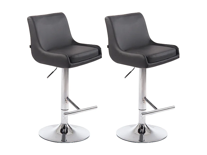 2er Set Barhocker - Kunstleder & Metall - grau - Club