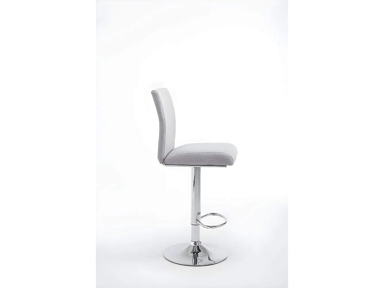 Lot de 2 Tabourets de bar - Tissu & Métal chromé - Gris clair - Köln