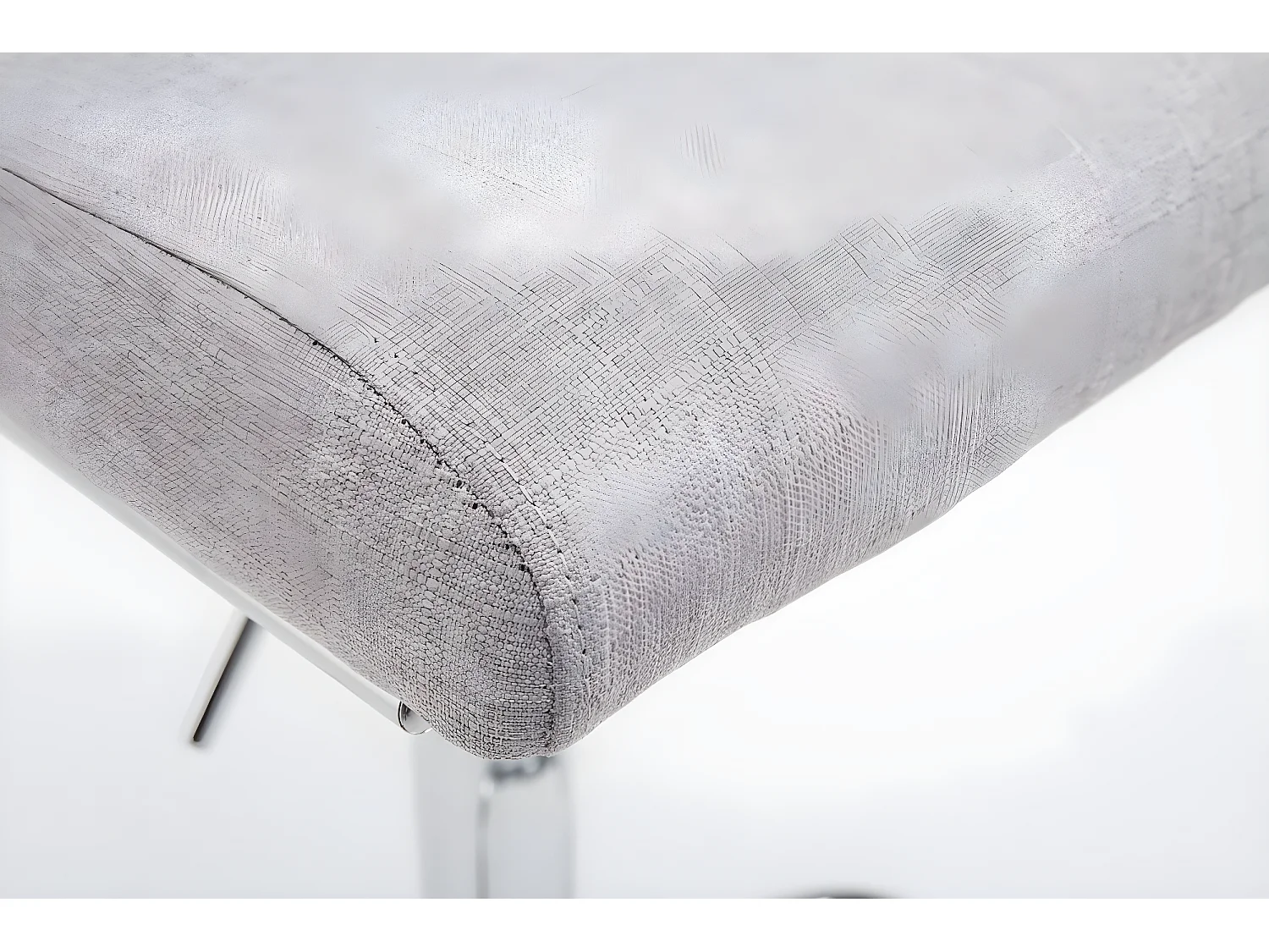 Lot de 2 Tabourets de bar - Tissu & Métal chromé - Gris clair - Köln