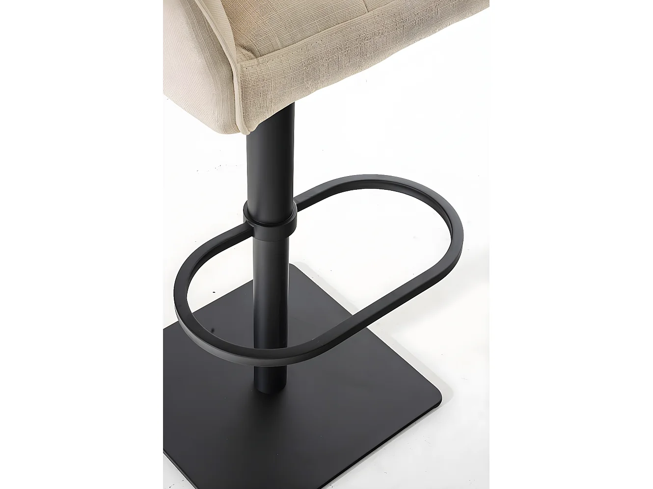 Lot de 2  Tabouret de bar - Tissu & Noir - Crème - Damaso