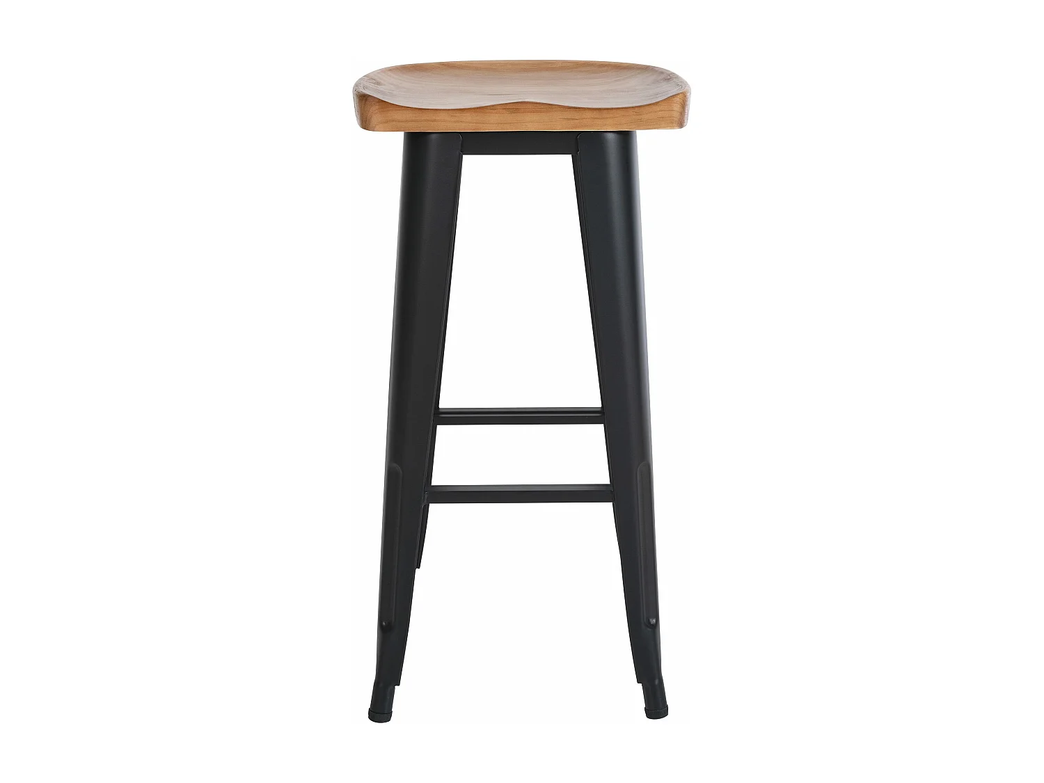 Lot de 2  Tabouret de bar - Bois & Noir - Noir - Clara