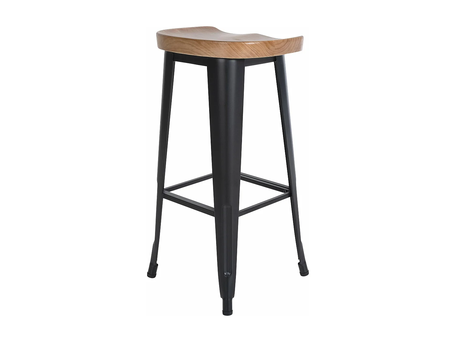 Lot de 2  Tabouret de bar - Bois & Noir - Noir - Clara