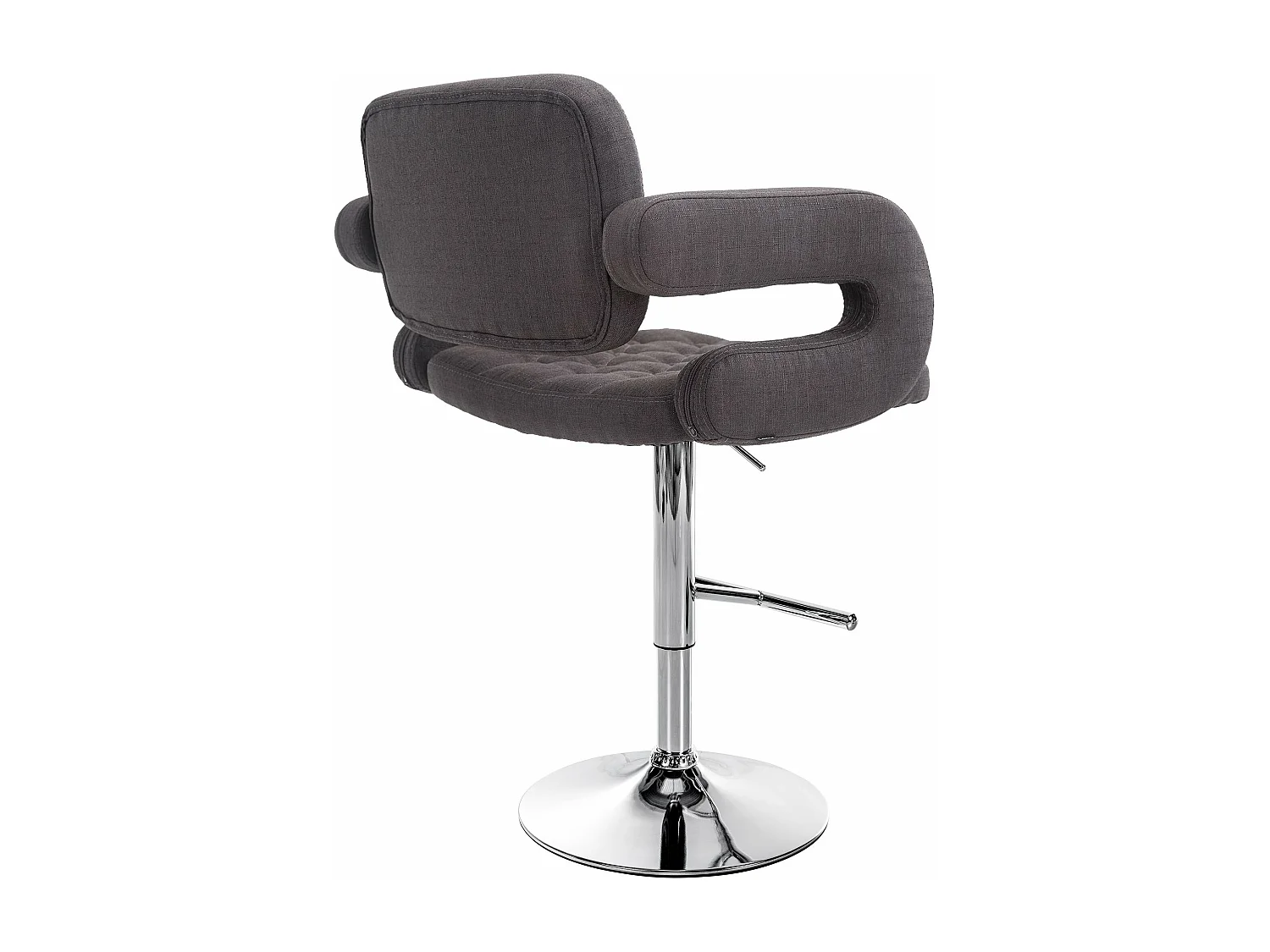 Lot de 2  Tabouret de bar - Tissu & Métal chromé - Gris foncé - Dublin