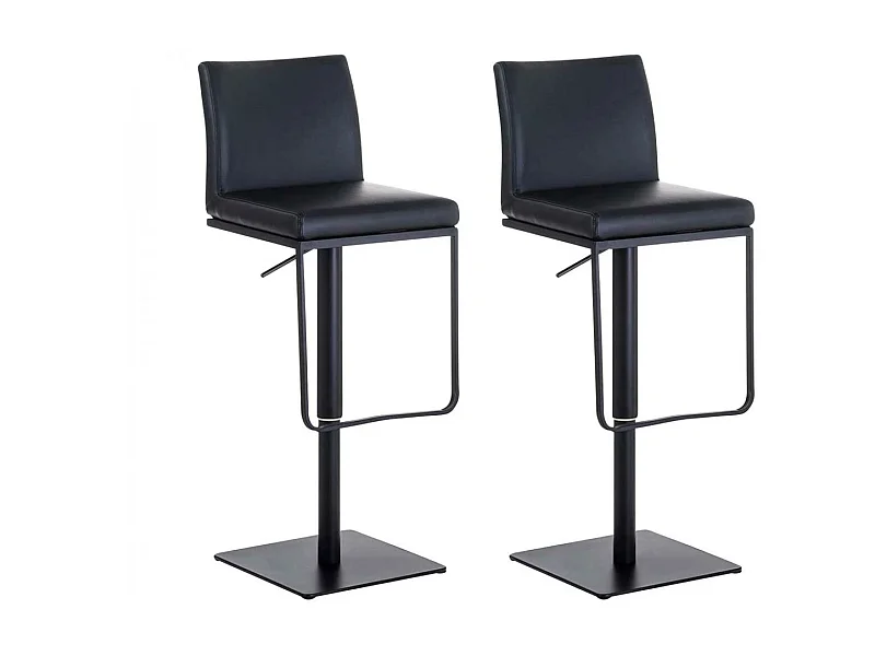 Lot de 2  Tabouret de bar - Similicuir & Noir - Noir - Panama