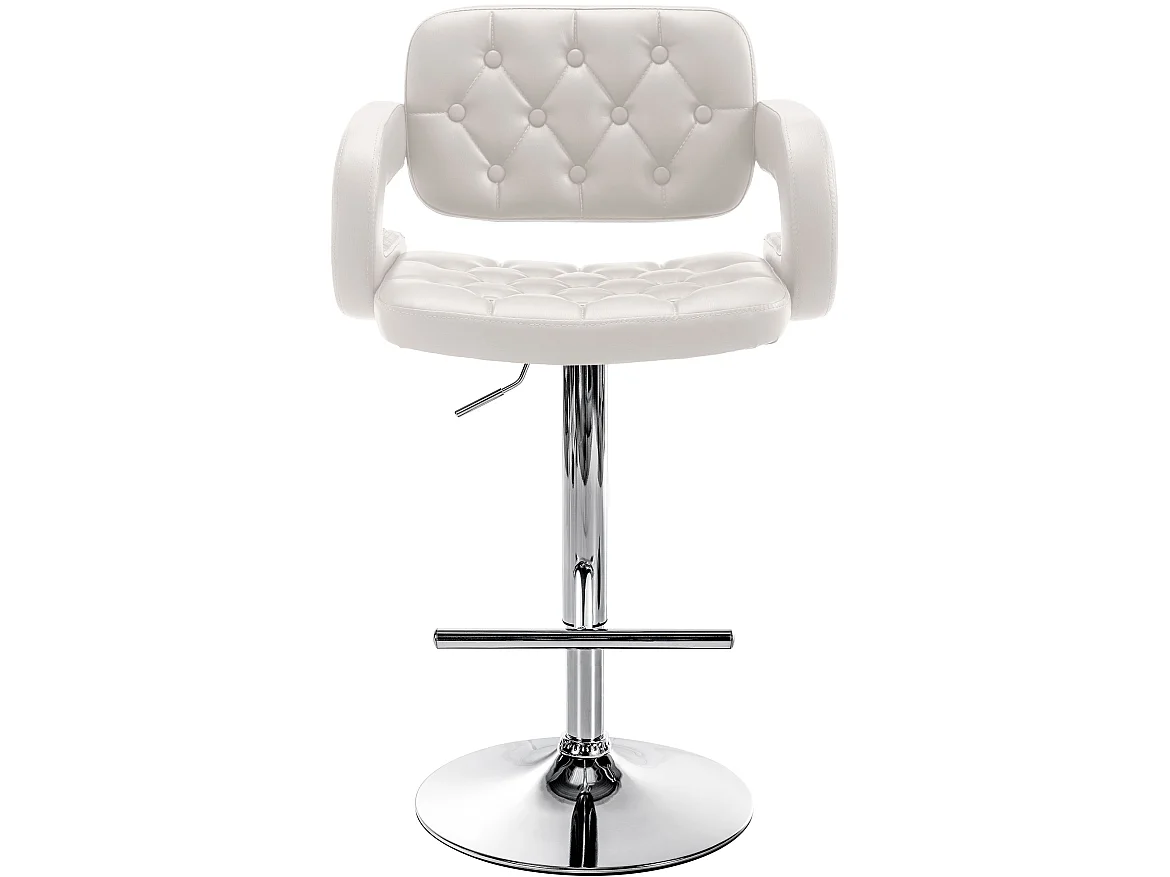 Tabouret de bar - Similicuir & Chrome - Blanc - Dublin