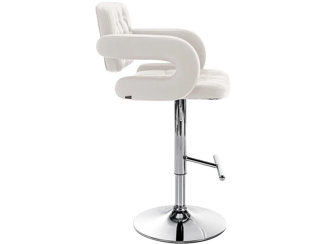 Tabouret de bar - Similicuir & Chrome - Blanc - Dublin