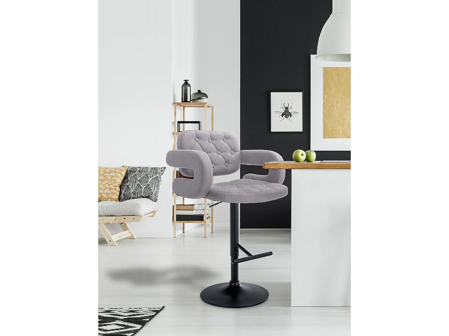 Tabouret de bar - Tissu & Métal - Gris - Dublin