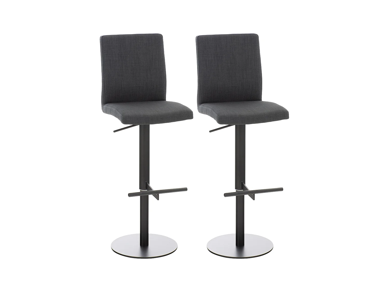 Lot de 2  Tabouret de bar - Tissu & Noir - Gris foncé - Cadiz