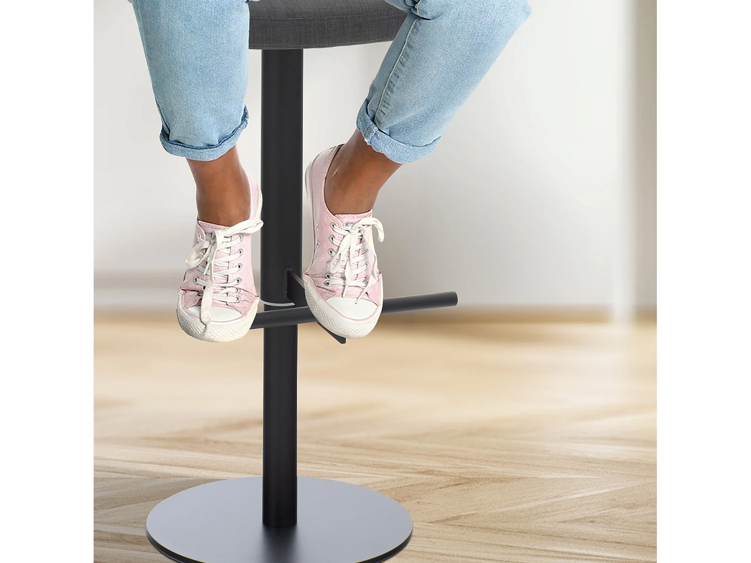 Lot de 2  Tabouret de bar - Tissu & Noir - Gris foncé - Cadiz
