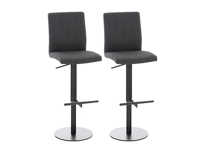 Lot de 2  Tabouret de bar - Tissu & Noir - Gris foncé - Cadiz