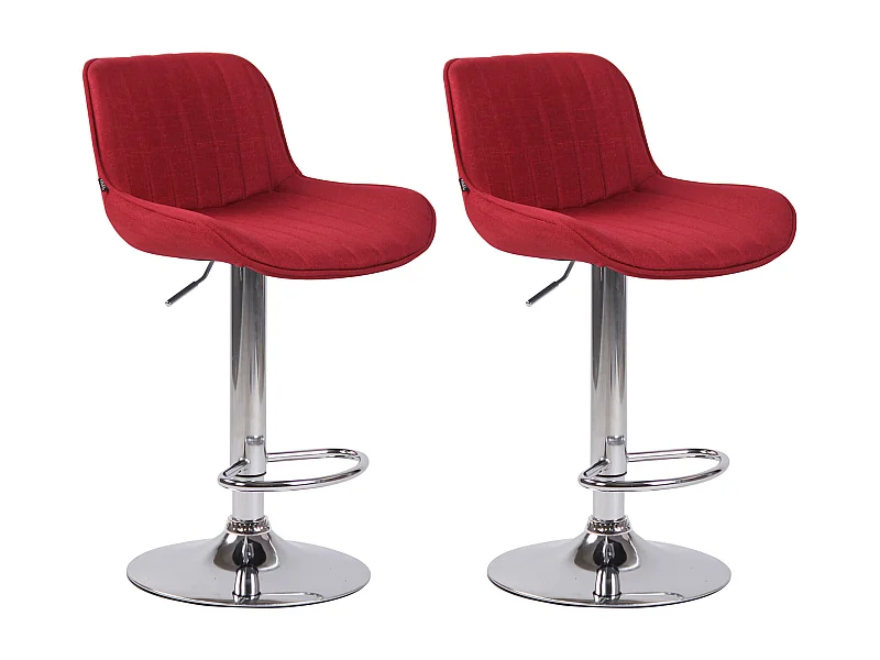 Lot de 2 Tabourets de bar - Tissu & Métal - Rouge - Lentini