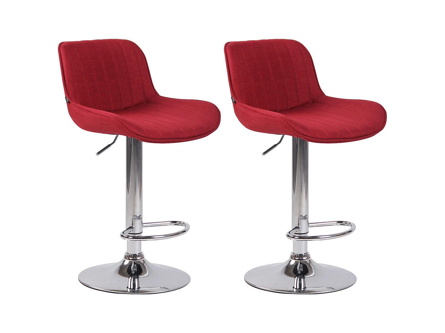 Lot de 2 Tabourets de bar - Tissu & Métal - Rouge - Lentini