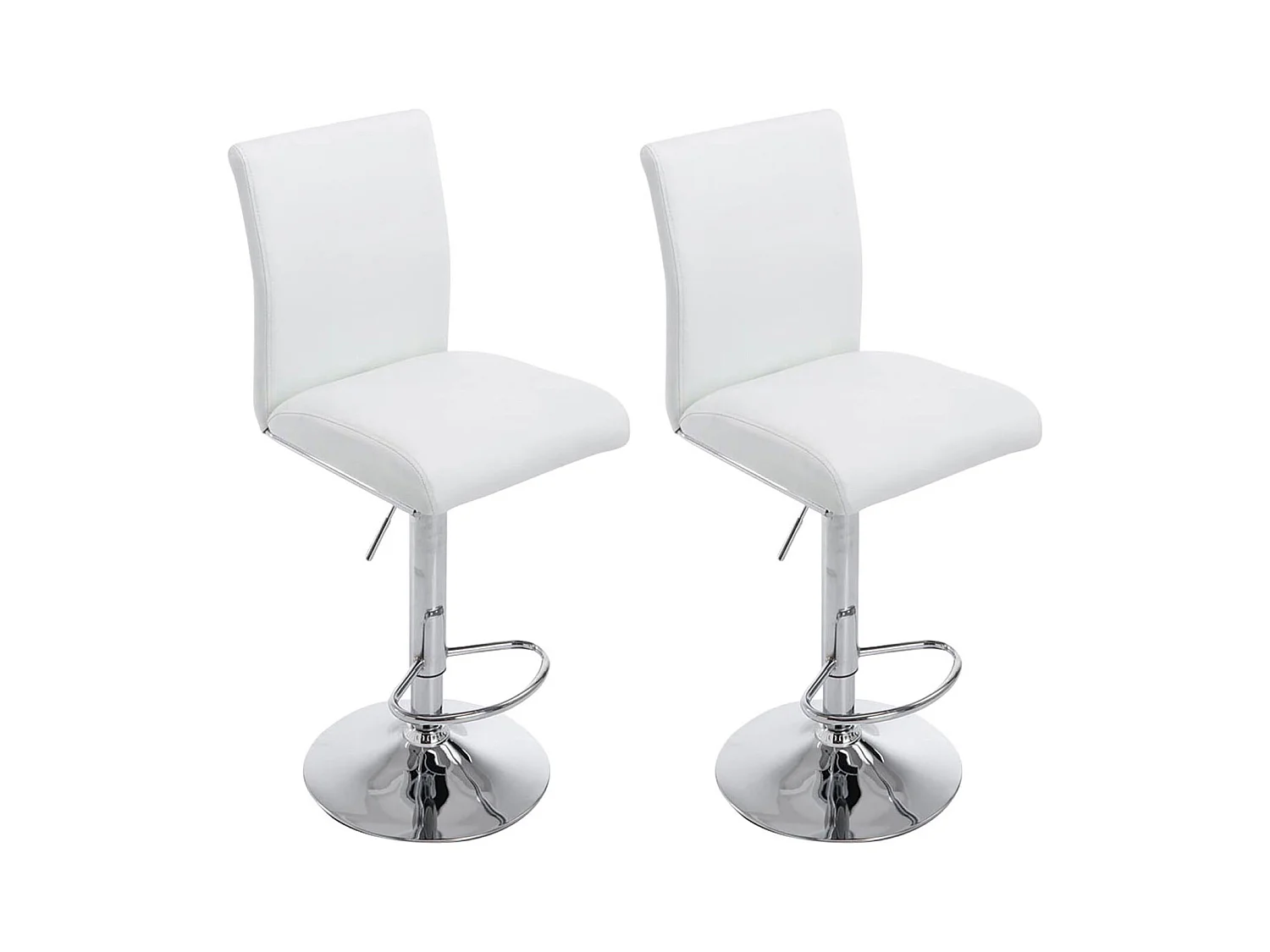 Lot de 2  Tabouret de bar - Similicuir & Noir - Blanc - Köln