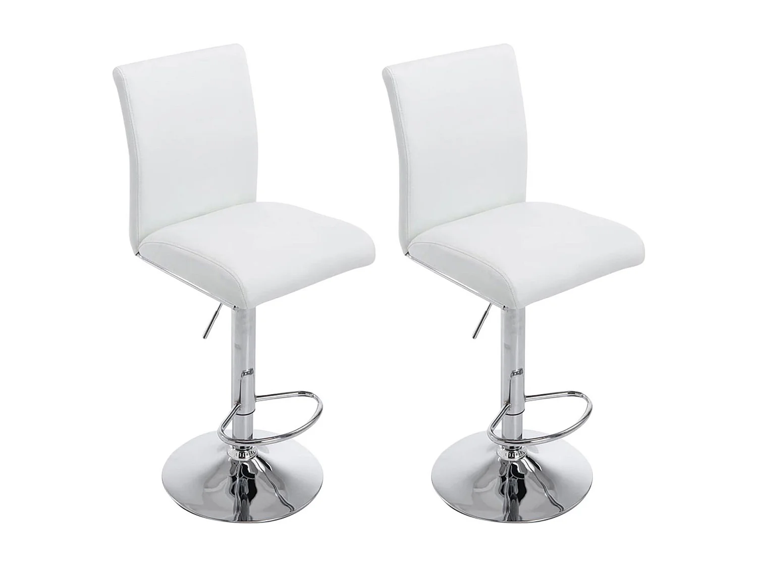 Lot de 2  Tabouret de bar - Similicuir & Noir - Blanc - Köln