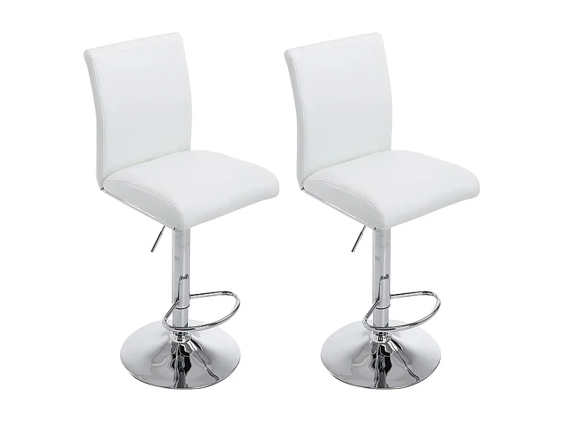 Lot de 2  Tabouret de bar - Similicuir & Noir - Blanc - Köln