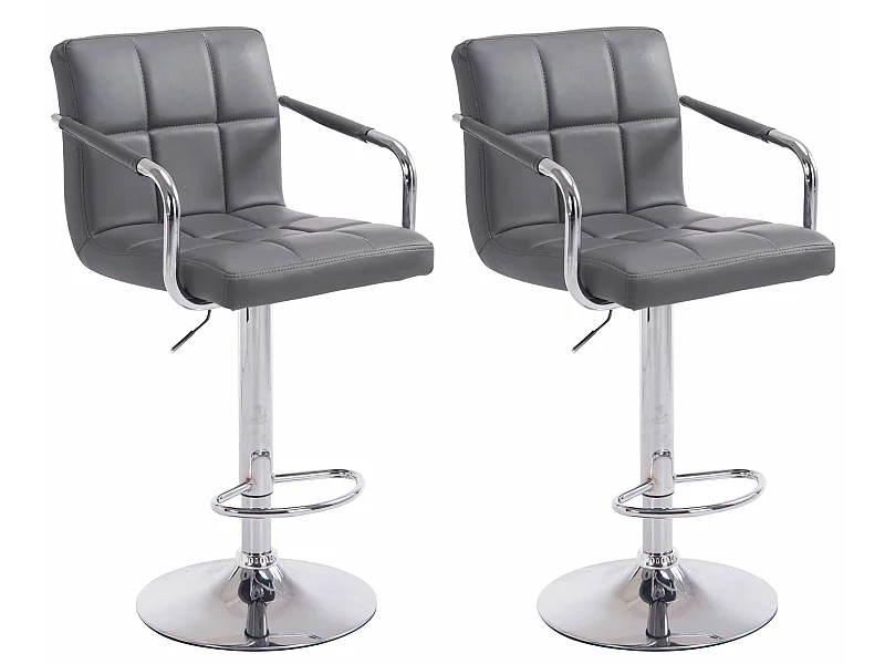 2er Set Barhocker - Kunstleder & Metall - grau - Lucy V2