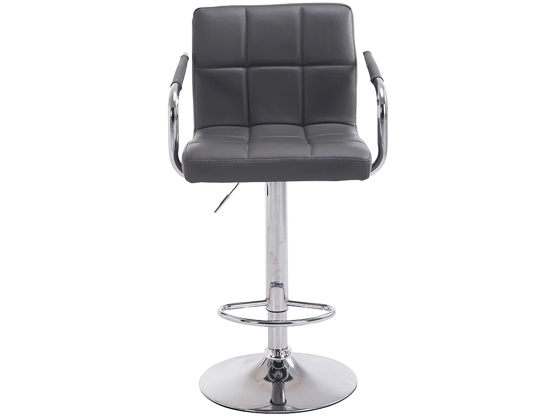 Lot de 2 Tabourets de bar - Similicuir & Métal - Gris - Lucy V2