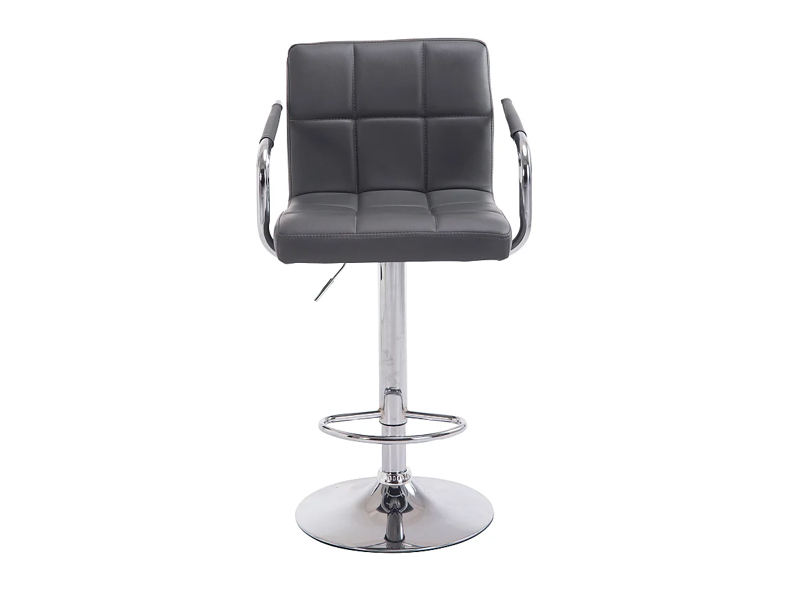 Lot de 2 Tabourets de bar - Similicuir & Métal - Gris - Lucy V2