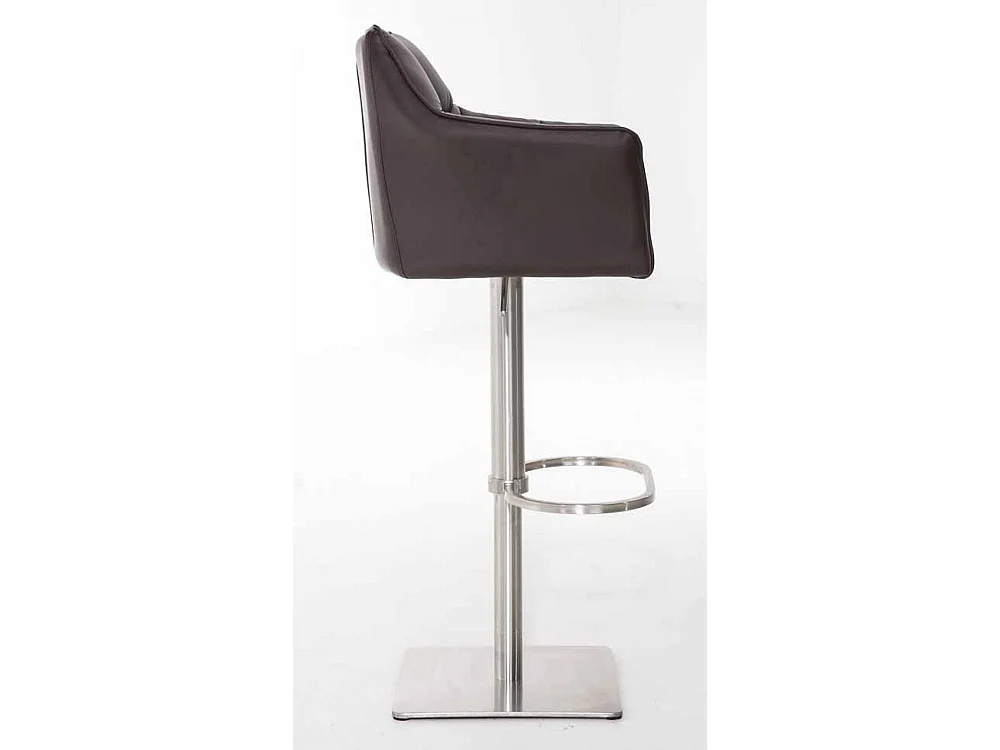 Lot de 2  Tabouret de bar - Similicuir & Acier inoxydable - Marron - Damaso
