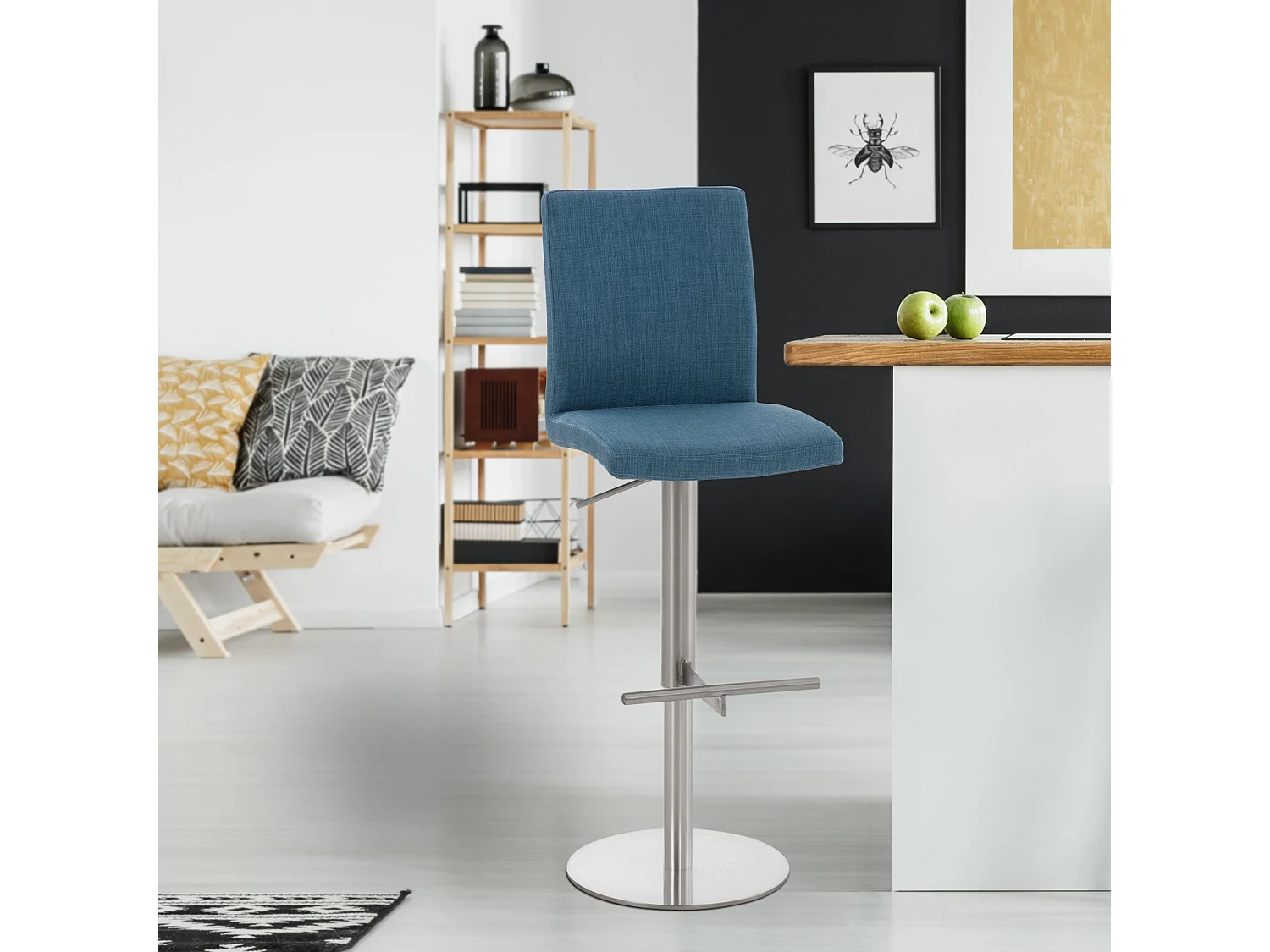 Barhocker - Stoff & edelstahl - blau - Cadiz