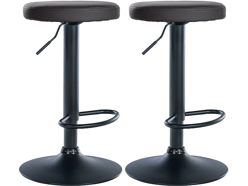 Lot de 2 Tabourets de bar - Similicuir & Métal - Noir - Ponte