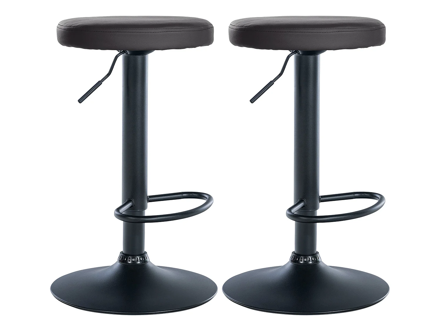 Lot de 2 Tabourets de bar - Similicuir & Métal - Noir - Ponte