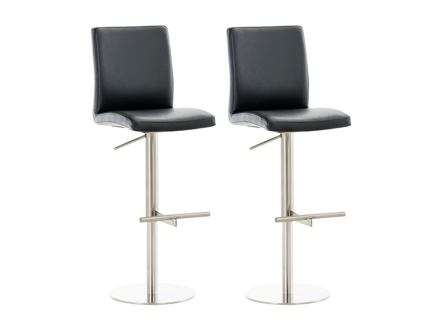 Lot de 2  Tabouret de bar - Similicuir & Acier inoxydable - Noir - Cadiz