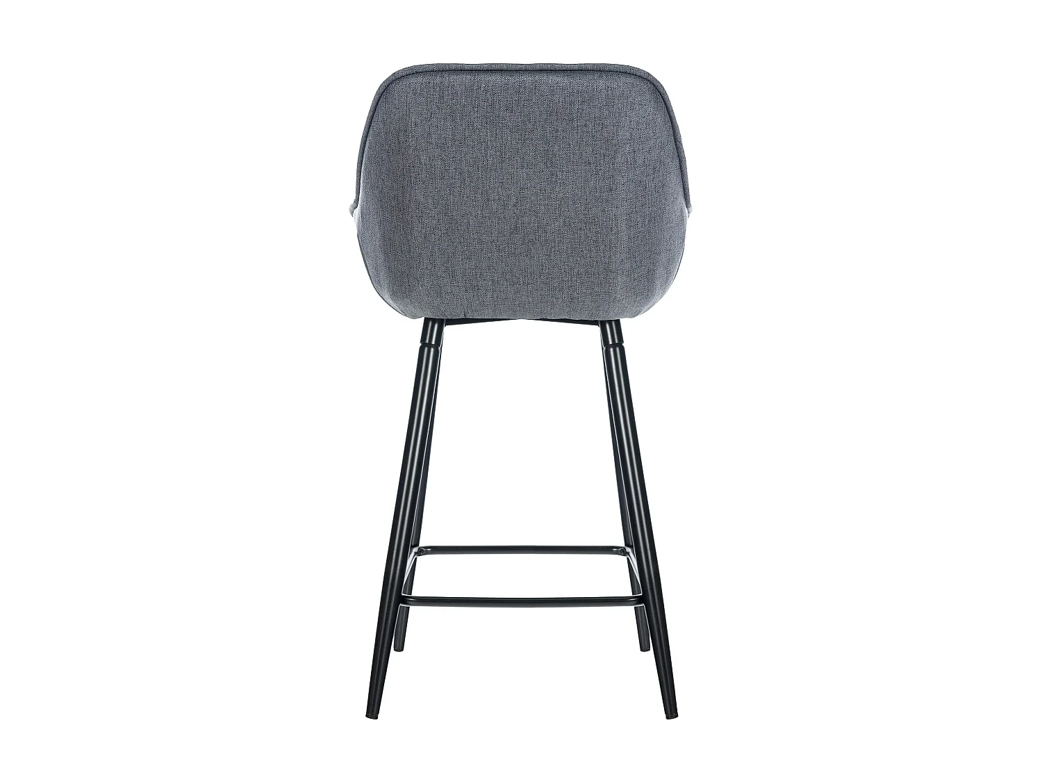 Lot de 2  Tabouret de bar - Tissu & Métal noir mat - Gris - Gibson