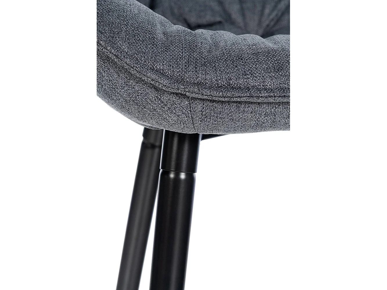 Lot de 2  Tabouret de bar - Tissu & Métal noir mat - Gris - Gibson